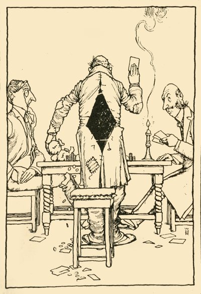 Die Gewinnkarte auf dem Ass der Diamanten, 1910 von William Heath Robinson