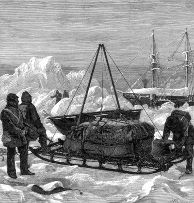 Vorbereitung auf eine Schlittenfahrt in der Arktis, 1875 von W. Palmer