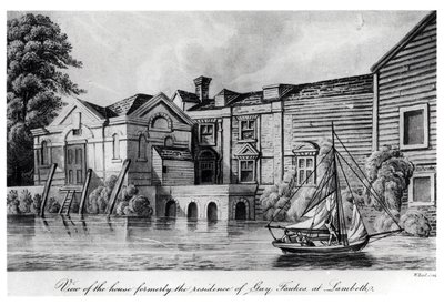 Ansicht des Hauses, das früher die Residenz von Guy Fawkes in Lambeth war, ca. 1850 von W. Read