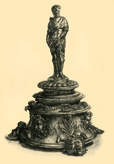 Bronzene Tintenfass mit Figur eines römischen Kaisers, Mitte des 16. Jahrhunderts, 1881 von W. W. McCarty