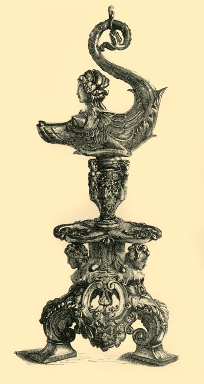 Lampe in Form eines sphinxartigen Meereswesens von W. W. McCarty