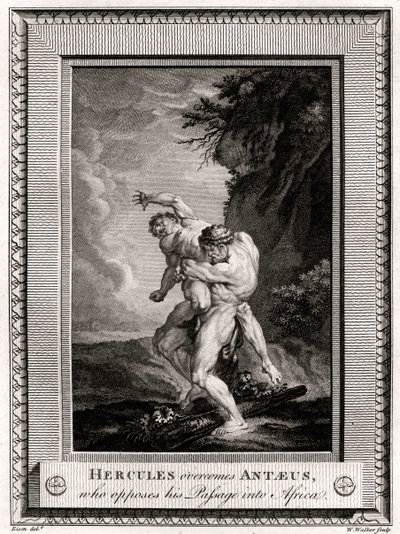 Herkules überwindet Antäus, der seinen Durchgang nach Afrika verhindert, 1775 von W. Walker
