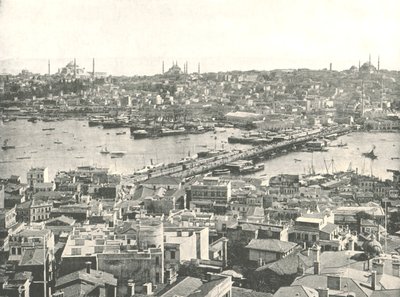 Die Galata-Brücke über das Goldene Horn, Konstantinopel, Osmanisches Reich, 1895 von W and S Ltd
