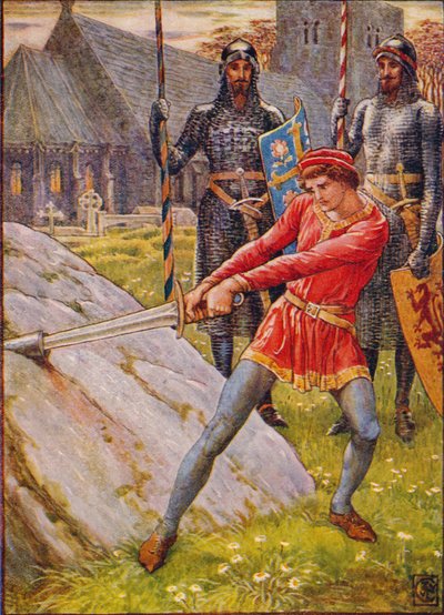 Arthur zieht das Schwert aus dem Stein, 1911 von Walter Crane