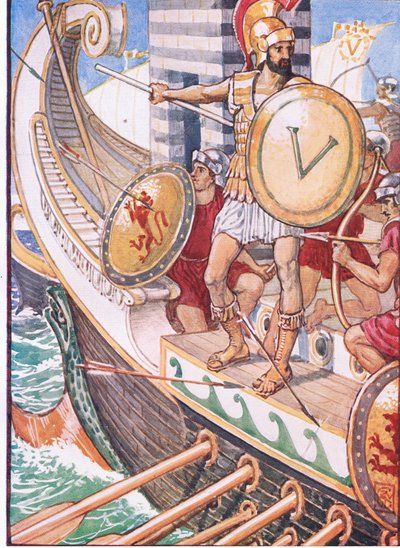 Er wurde zum Ziel für jeden Pfeil, Illustration aus Die Geschichte Griechenlands, 1930er Jahre von Walter Crane