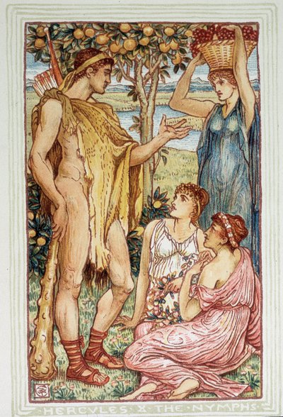 Herkules (Herakles) und die Nymphen - in „A wonder book for girls and boys“ von Walter Crane von Walter Crane