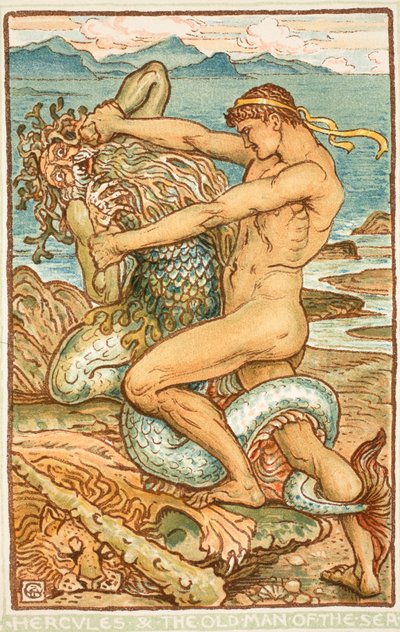 Herkules und der Alte Mann des Meeres, Illustration aus 