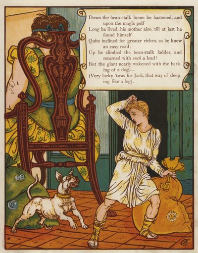 Hans und die Bohnenranke (Farblithographie) von Walter Crane