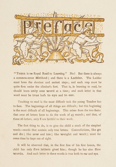 Vorwort zu The Golden Primer. Zwei Kinder tragen eine Leiter von Walter Crane