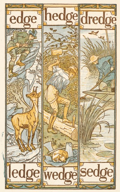 Reimwörter, die mit dem Buchstaben E enden. The Golden Primer von Walter Crane