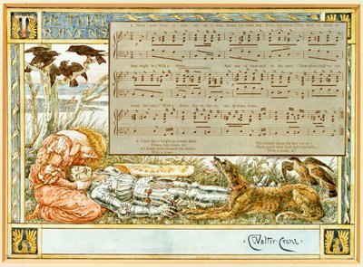 Die drei Raben: Entwurf für ein Liederbuch von Walter Crane