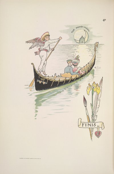 Die Hochzeitsreise. Das Paar in einer Gondel von Walter Crane
