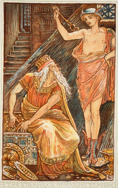 Der Fremde erscheint Midas, Illustration aus 