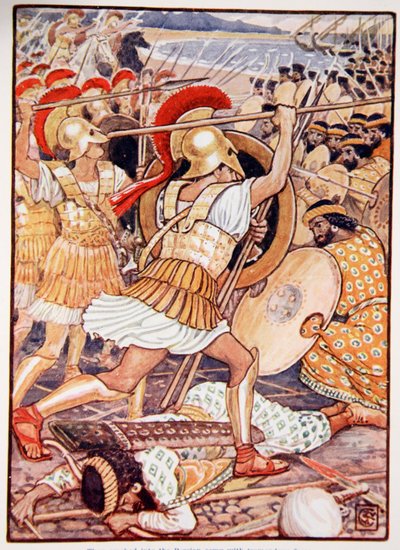 Sie stürzten sich mit gewaltiger Kraft in die persische Armee, Illustration aus 
