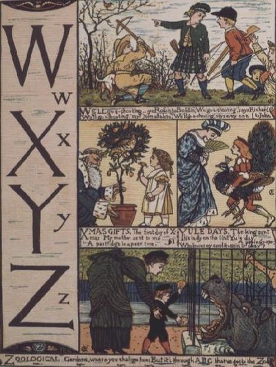 W bis Z aus einem Alphabet basierend auf alten Kinderreimen von Walter Crane