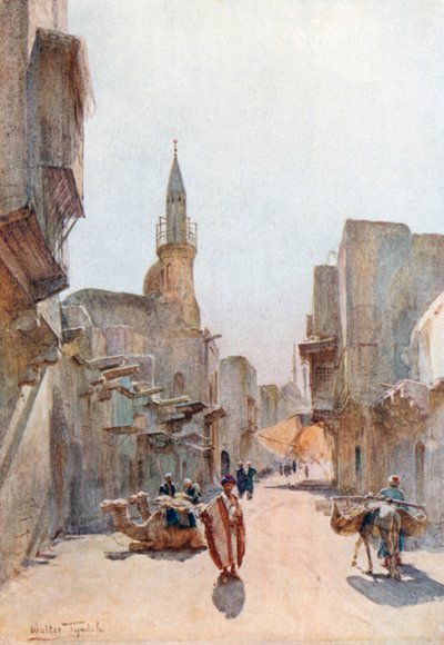 Eine Straße in der Nähe der Zitadelle, Kairo (Farblithografie) von Walter Frederick Roofe Tyndale