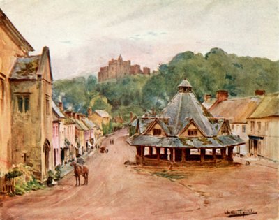Dunster Castle und Yarn Market (Farblithografie) von Walter Frederick Roofe Tyndale