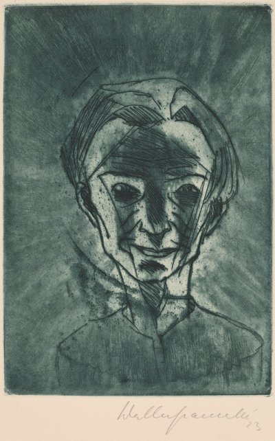 Lächelnder Kopf, Selbstporträt, 1923 von Walter Gramatte