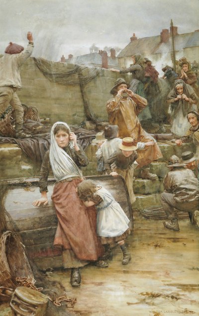 Katastrophenszene in einem kornischen Fischerdorf, 1889 von Walter Langley
