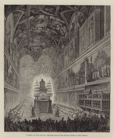 Begräbnis von Papst Pius IX., Requiem-Messe in der Sixtinischen Kapelle des Vatikans von Walter Paget