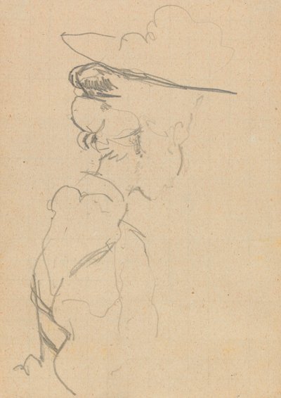 Kopf und Schultern einer Frau mit Hut im verlorenen Profil nach rechts von Walter Richard Sickert