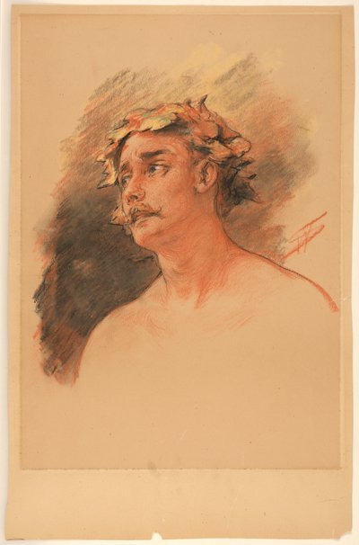 Büste eines Mannes mit Weinkranz gekrönt von Walter Shirlaw