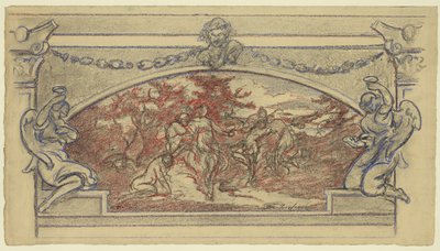 Studienzeichnung für ein Wandgemälde mit tanzenden Figuren von Walter Shirlaw