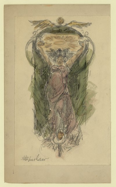 Studienzeichnung für ein Wandgemälde einer Frau, Nr. 1 von Walter Shirlaw