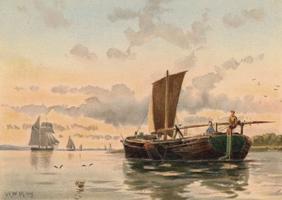 Barge Dropping Up the Medway von Walter William May