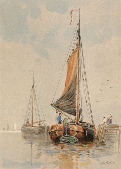Niederländische Boote auf der Maas von Walter William May
