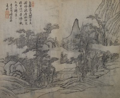 Landschaft nach Xia Gui aktiv ca. 1195-1230, aus dem Senfkorn-Garten, Erstausgabe von Wang Gai