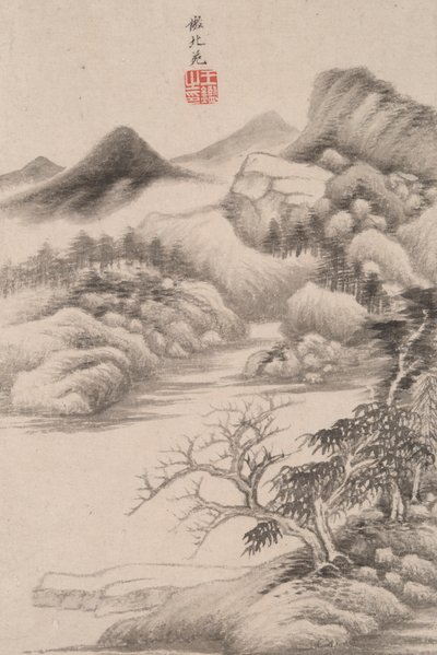 Landschaft im Stil verschiedener alter Meister: Landschaft nach Dong Yuan (aktiv 934) von Wang Jian