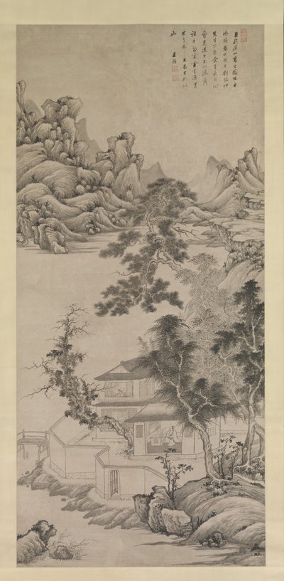 Erhabener Gelehrter zwischen Strömen und Bergen, in der Art von Juran von Wang Jian