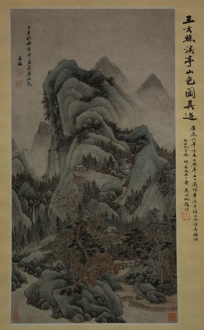 Berglandschaft mit Bächen und Pavillons im Stil von Fan Kuan, 1667 von Wang Jian