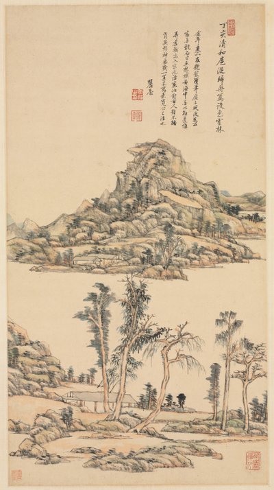 Landschaft im Farb-Stil von Ni Zan von Wang Yuanqi