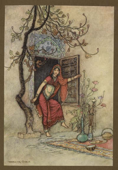 Tafel 7: "Das Mädchen der Wall-Amirah." Folk-Tales of Bengal ... Mit 32 Illustrationen in Farbe von Warwick Goble (Edition de luxe) von Warwick Goble