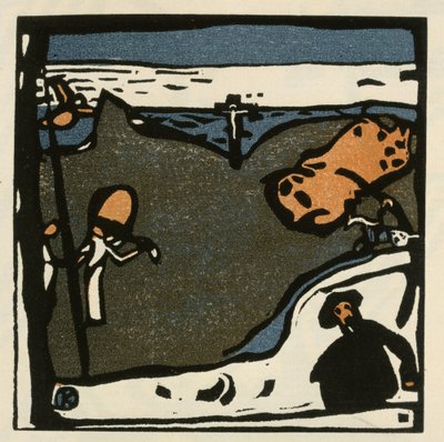 Landschaft mit Figuren und Kruzifix (Blatt 49 aus: "Klänge") von Wassily Kandinsky