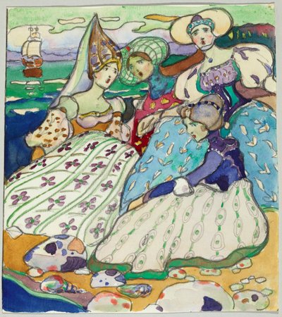 Mädchengruppe am Strand von Wassily Kandinsky