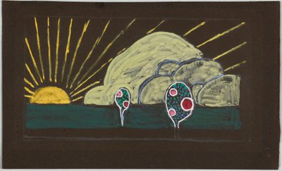 Stickereientwurf mit Sonne und Apfelbäumchen von Wassily Kandinsky