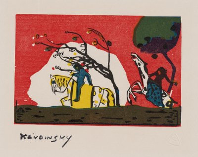 Zwei Reiter vor Rot von Wassily Kandinsky