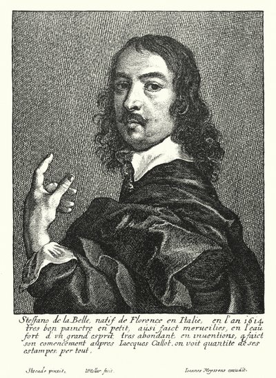 Stefano della Bella, italienischer Zeichner und Kupferstecher (Gravur) von Wenceslaus (after) Hollar
