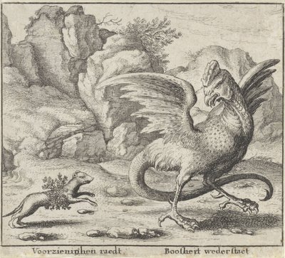 Fabel van de basilisk en de wezel von Wenceslaus Hollar