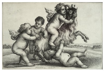 Vier kleine Jungen und eine Ziege von Wenceslaus Hollar