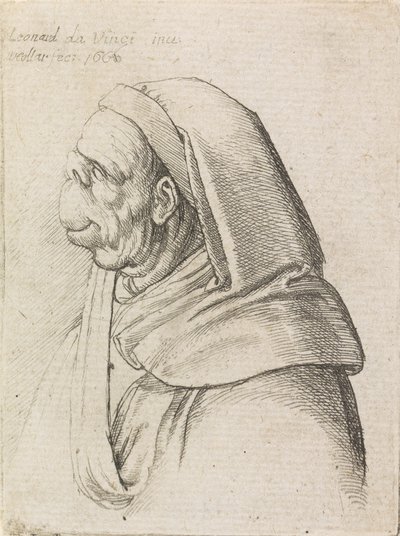 Groteskes Profil eines Mannes mit Kapuze von Wenceslaus Hollar