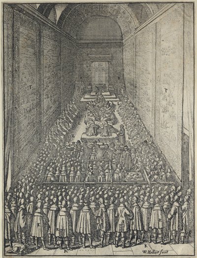 House of Lords, Palace of Westminster in London, ca. 1650 (Radierung) von Wenceslaus Hollar