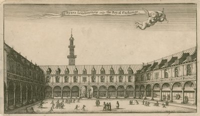 Innenansicht der Royal Exchange, London von Wenceslaus Hollar