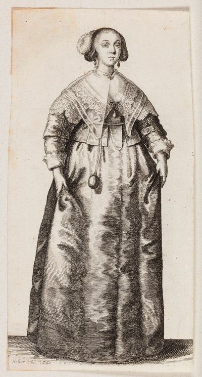 Frau mit einer Duftdose, die an einer Kette hängt von Wenceslaus Hollar