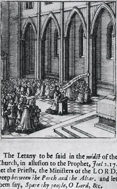 Litanei in einer Kirche, ca. 1655 von Wenceslaus Hollar