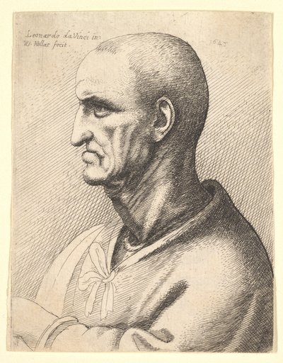 Mann mit strengem Ausdruck im Profil nach links, 1645 von Wenceslaus Hollar