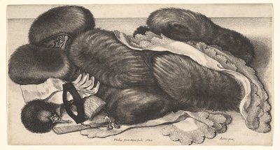 Muffs und Kleidungsstücke auf einem Tisch von Wenceslaus Hollar